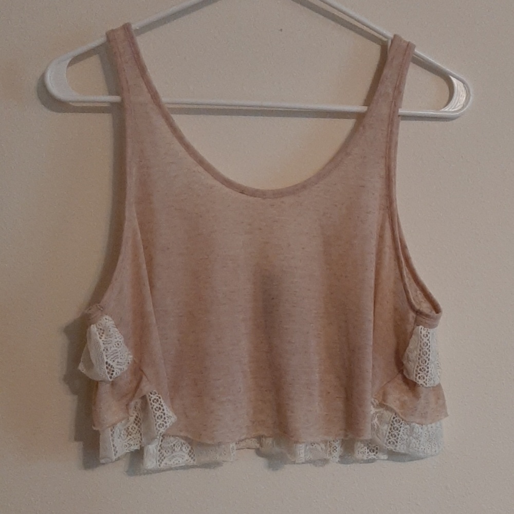Free People BOHO Style Cream & lace Crop Top XS